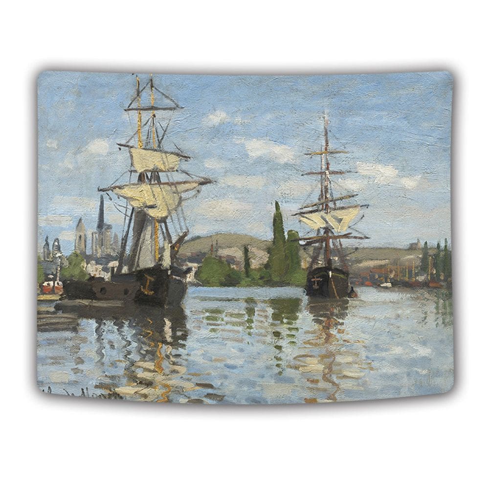 Tapeçaria para pendurar na parede, pintura a óleo, navio, 150x130cm, microtecido