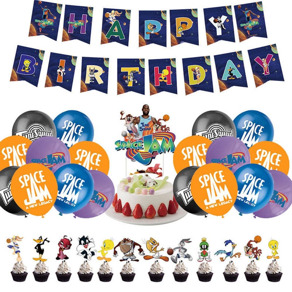 Kit de balões Space Jam Birthday 36 balões de látex com banimento