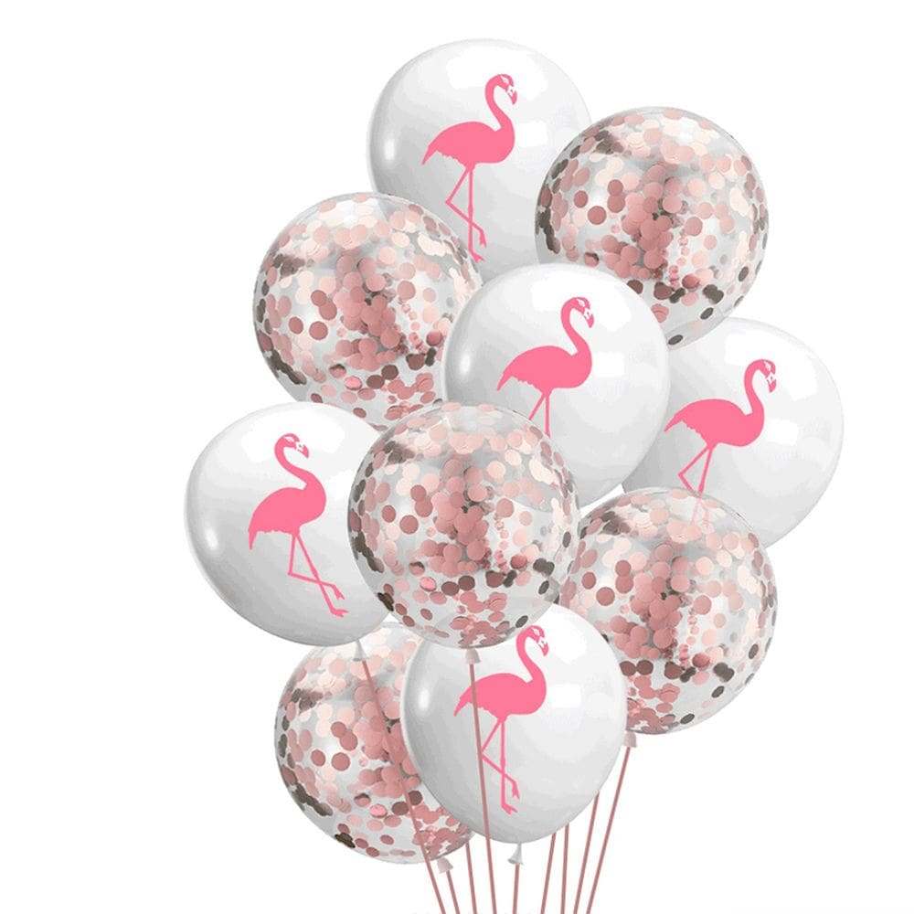 Kit de balões de látex impresso em flamingo, 12 cm, 10 unidades, branco