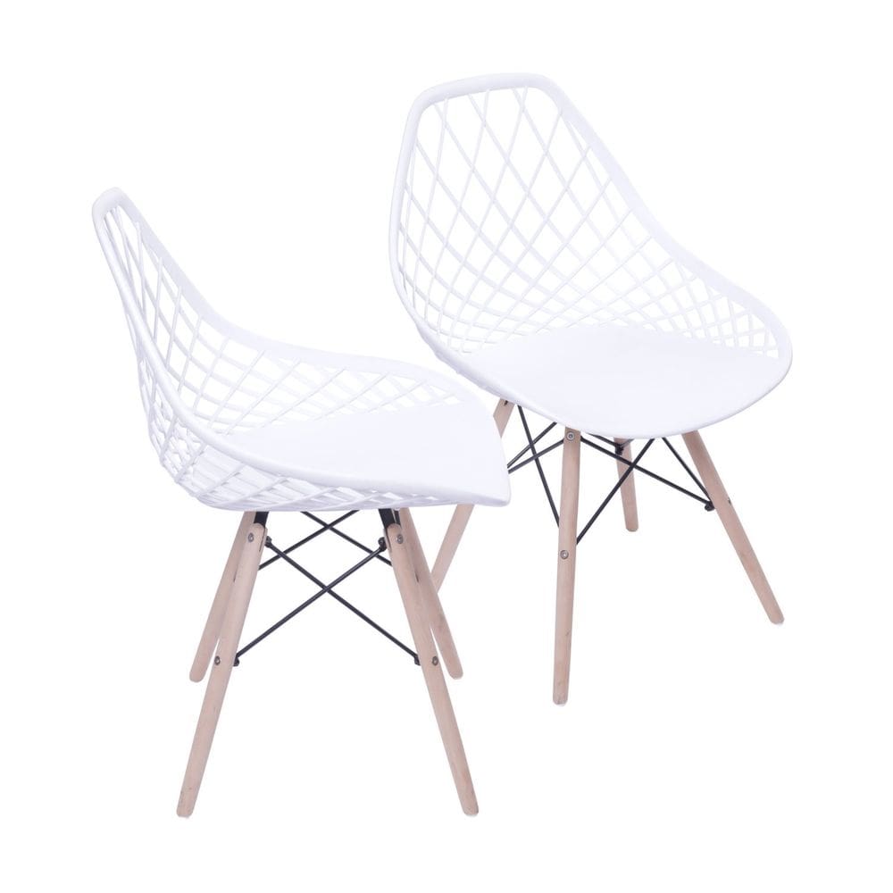 Kit 2 Cadeiras Base Madeira Kaila Branca