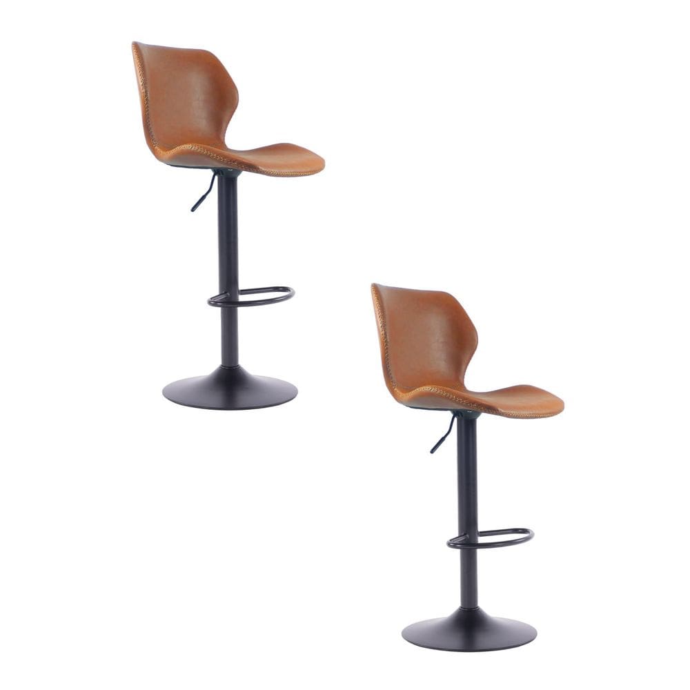 Kit 2 Banquetas Alta Giratória com Encosto Couro Bristol Fratini Caramelo