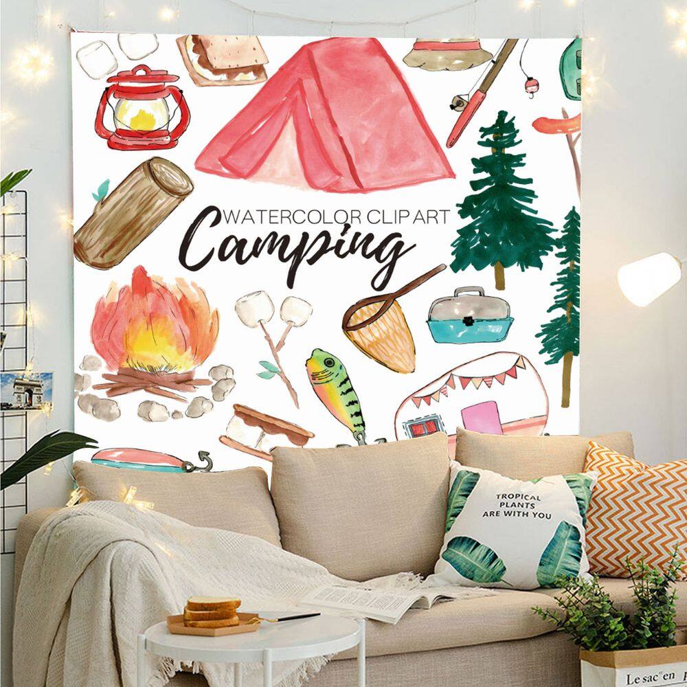 Tapeçaria, parede de acampamento, sala estética, 148x130cm, microtecido