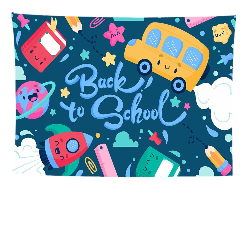 Tapeçaria Back to School Wall Aesthetic 200x150cm, microtecido