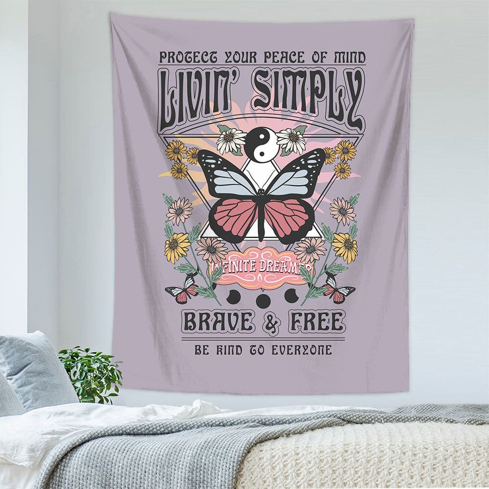 Tapeçaria Living Simply Butterfly 150x130cm, microtecido