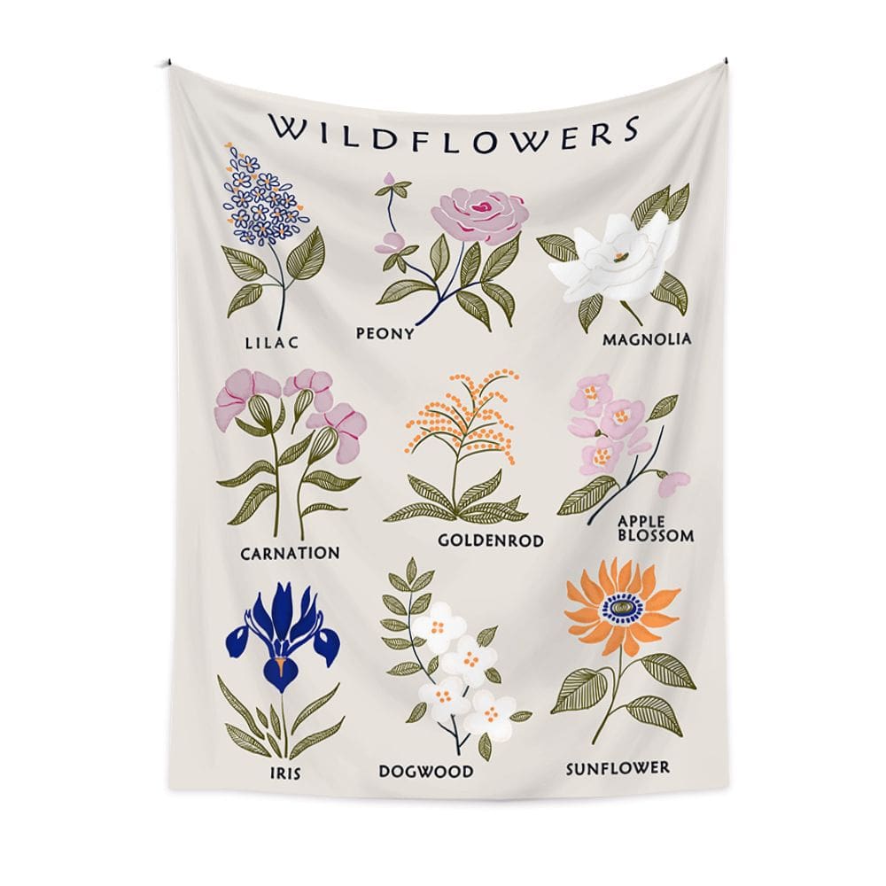 Tapeçaria de parede de flores silvestres 150x130cm de fibra de microtecido