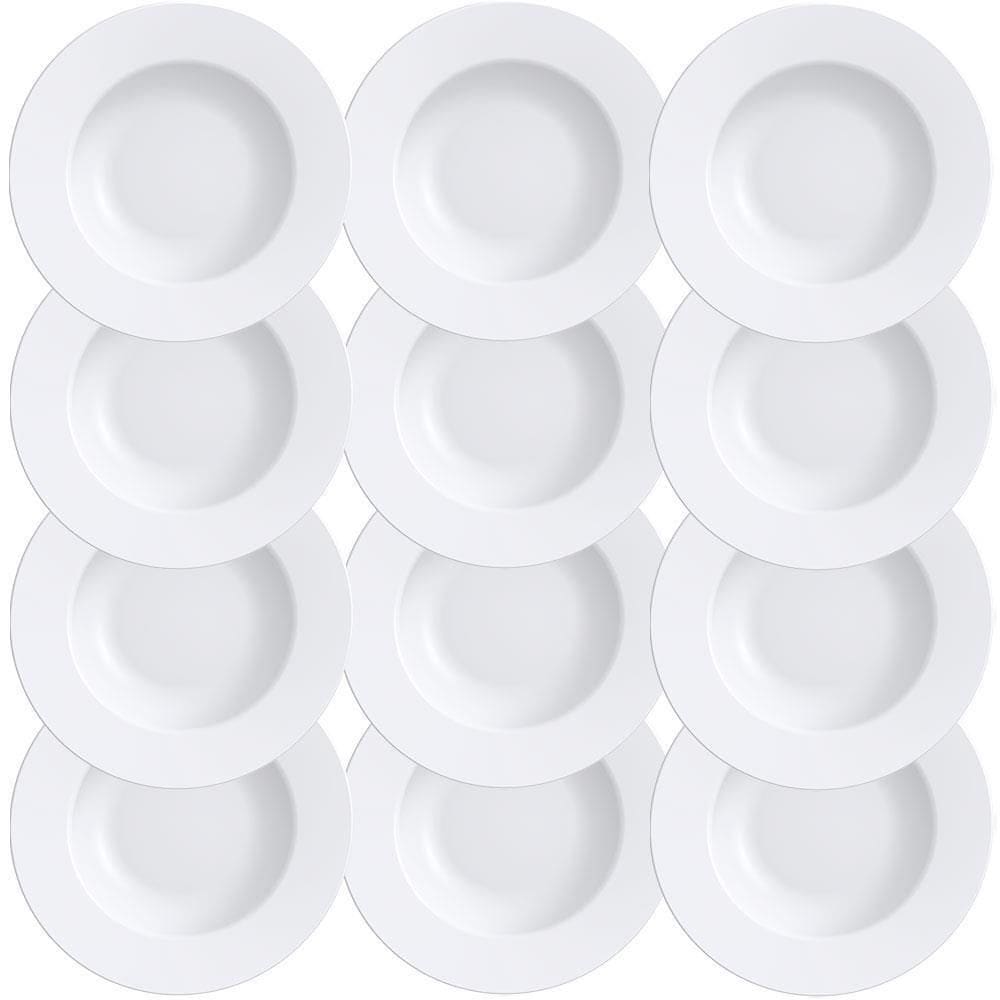 12 Pratos Raso Tramontina Maria Augusta em Porcelana Branca 28 cm 96010001