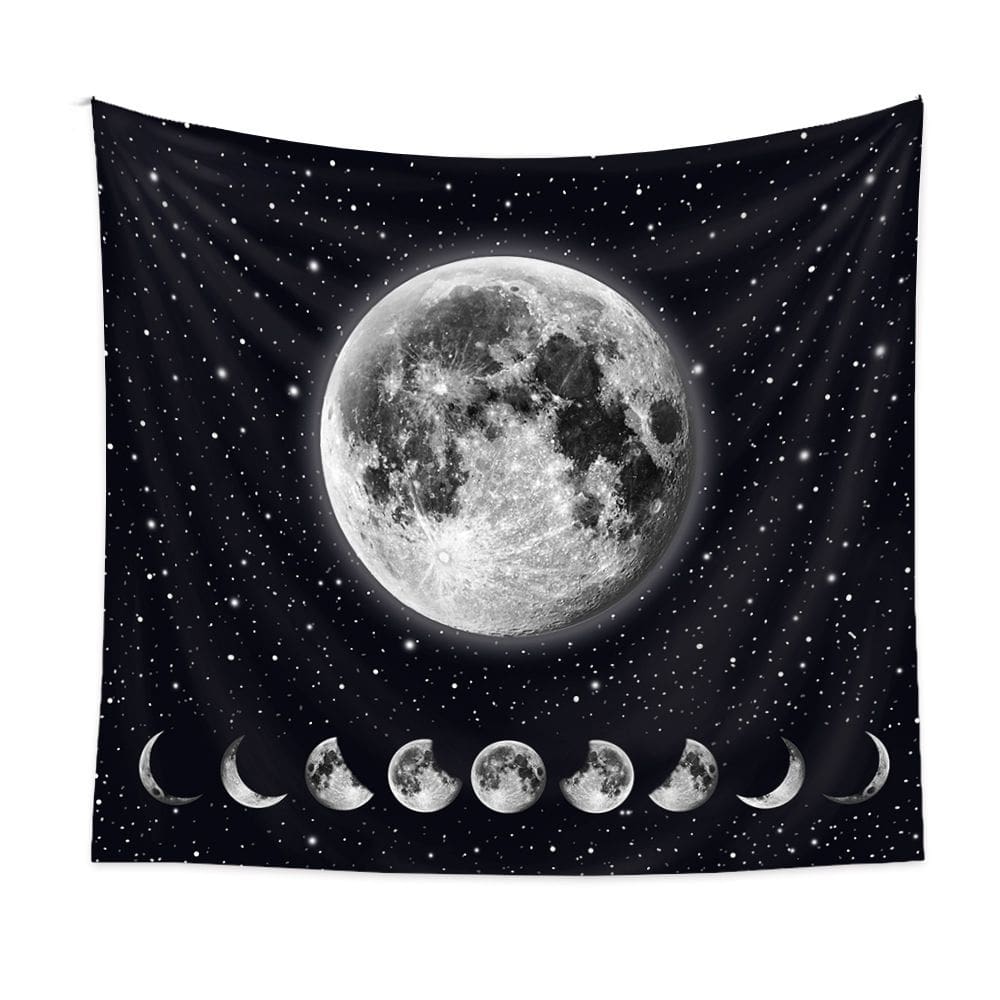 Tapeçaria Moon Phases Starry Sky Wall 150x130cm, microtecido