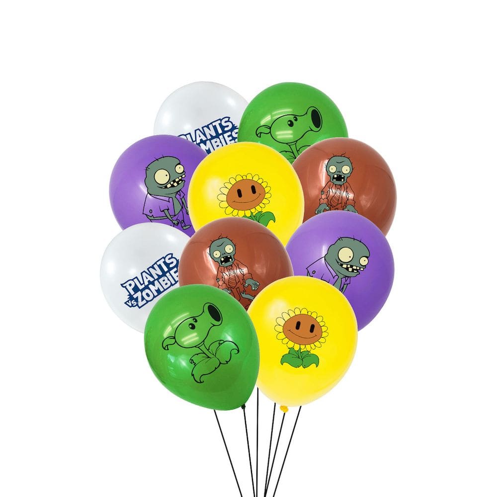 Kit de balões com tema Plants Zombies, látex de 12 polegadas, 10 unidades