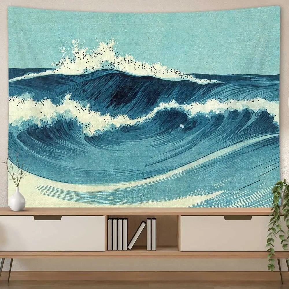 Tapeçaria Ocean Wave Wall Room Aesthetic 150x100cm poliéster