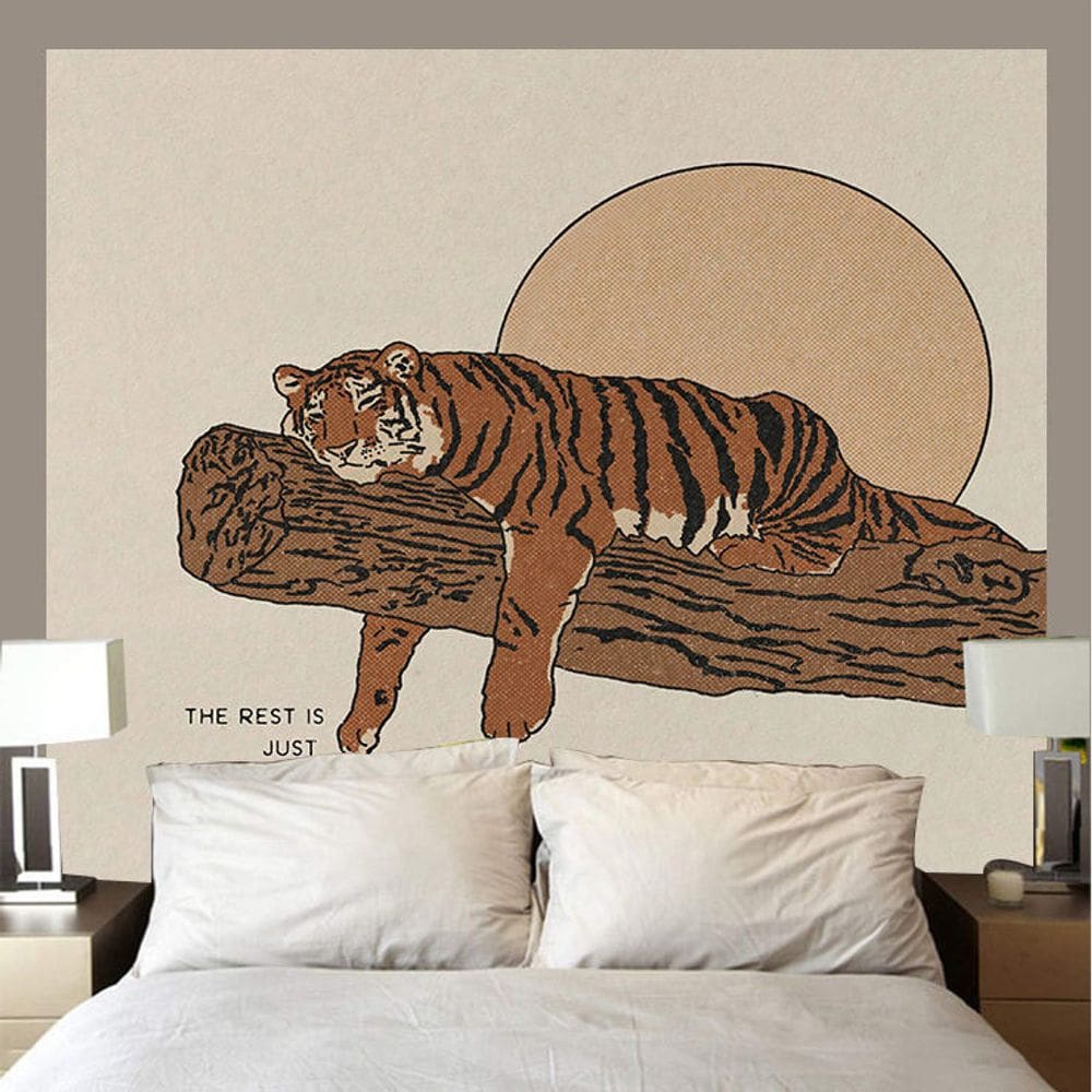Tapeçaria Animal Tiger Microfabric Fiber 200x150cm para quarto
