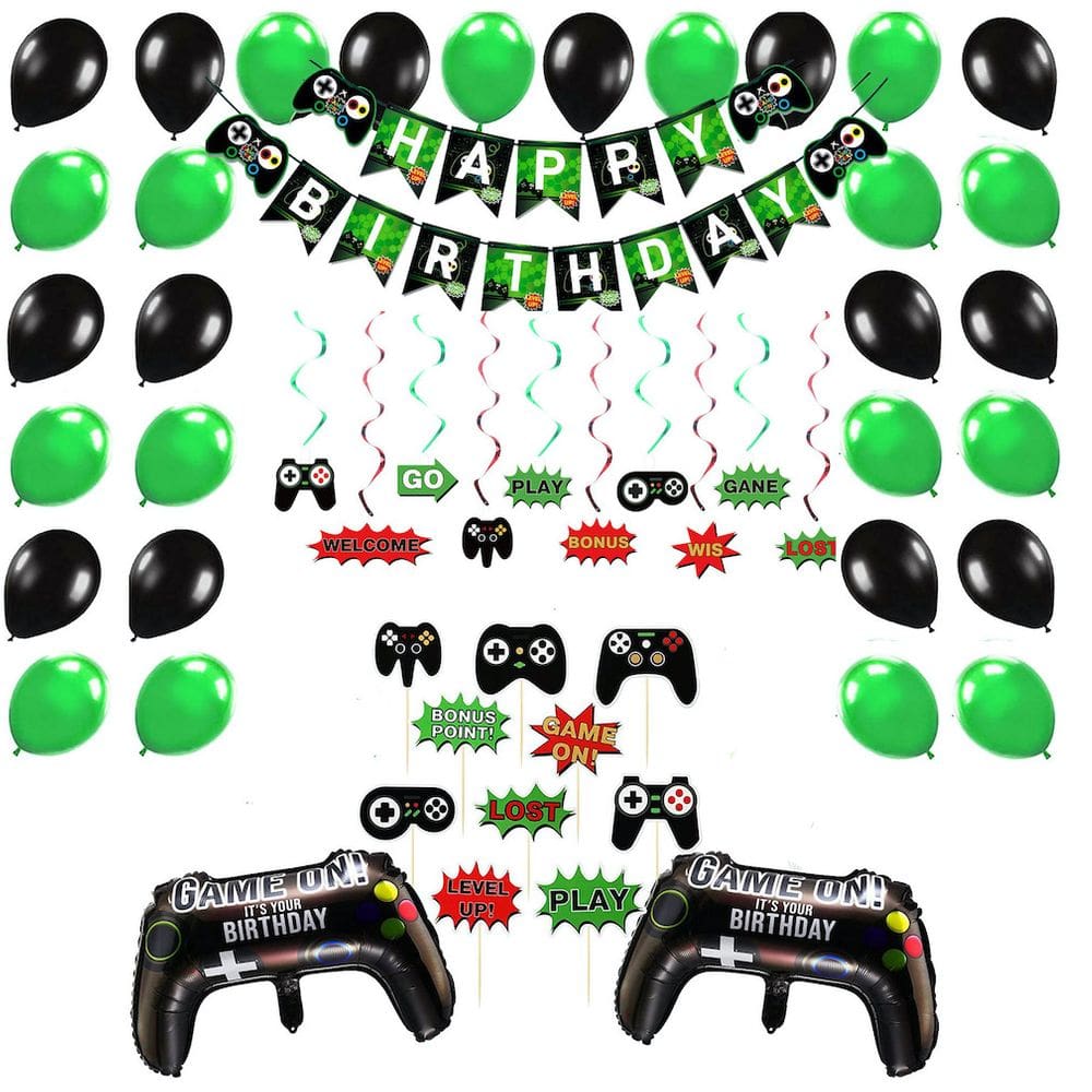 Kit de balão Game On Party 49 peças de papel alumínio de látex com acessórios
