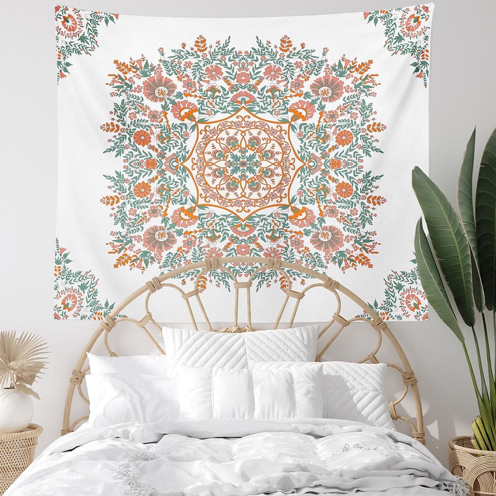 Tapeçaria, flores, parede, 150x100cm, microtecido, fibra