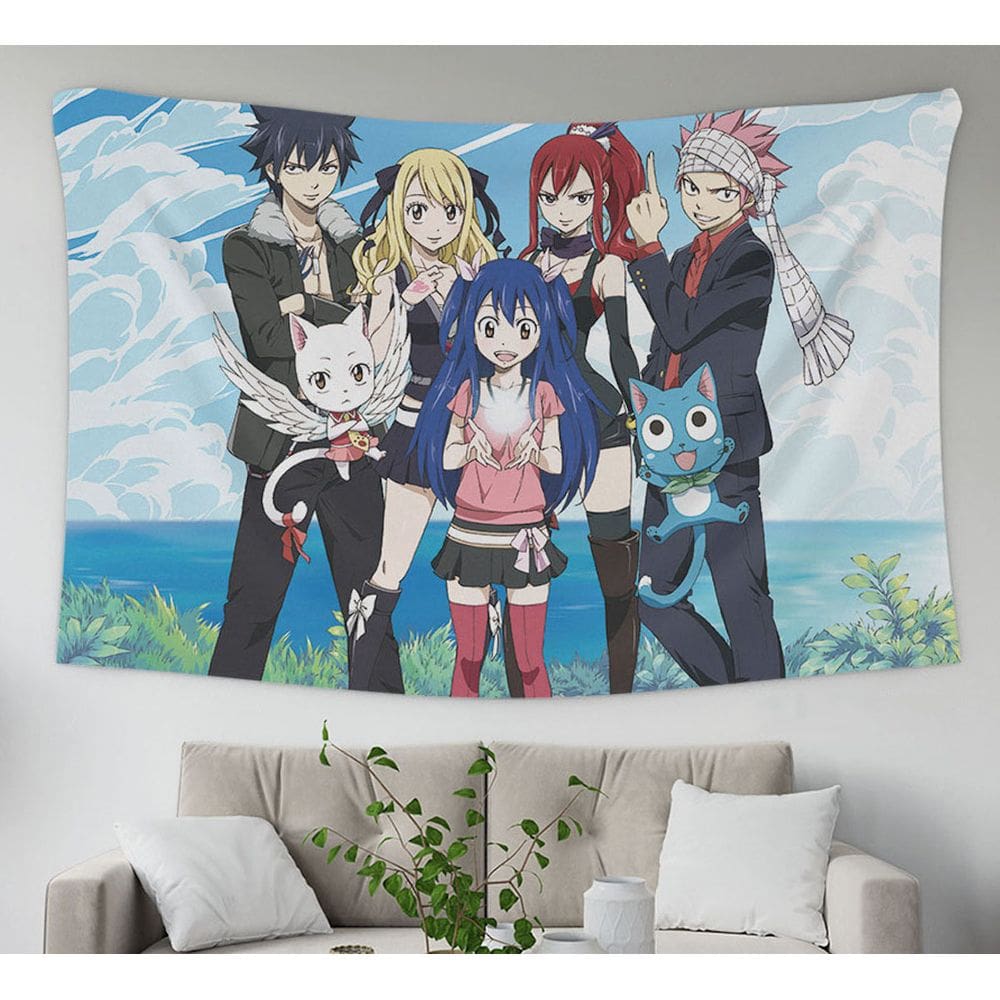 Tapeçaria Fairys Tails Anime Mangá Design 145x100cm Poliéster