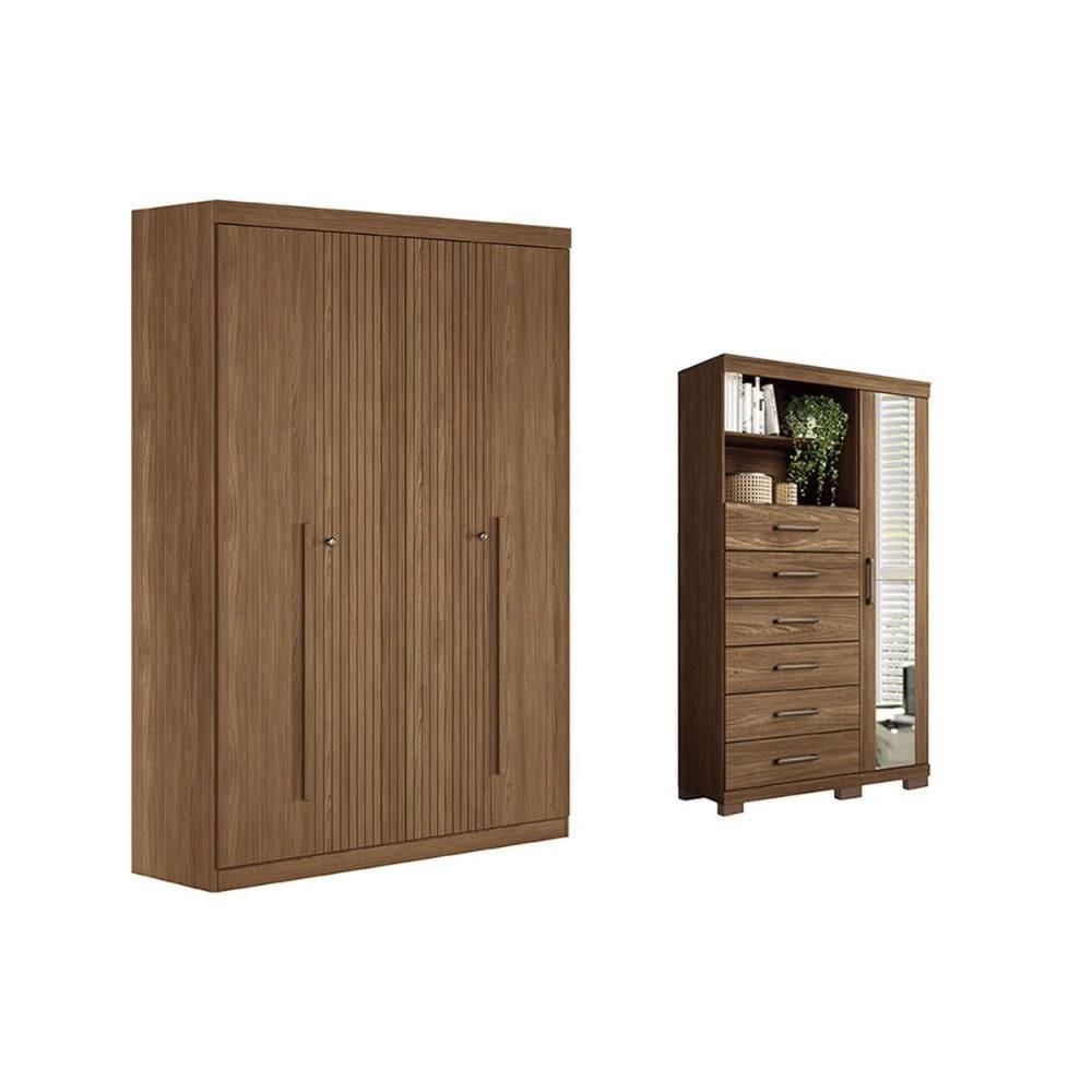 Guarda Roupa +Cômoda 2 Peças QC345 Jatobá - Santos Andirá