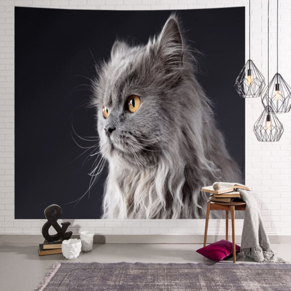 Tapeçaria Animal Cat Wall Microfabric Fiber 150x130cm