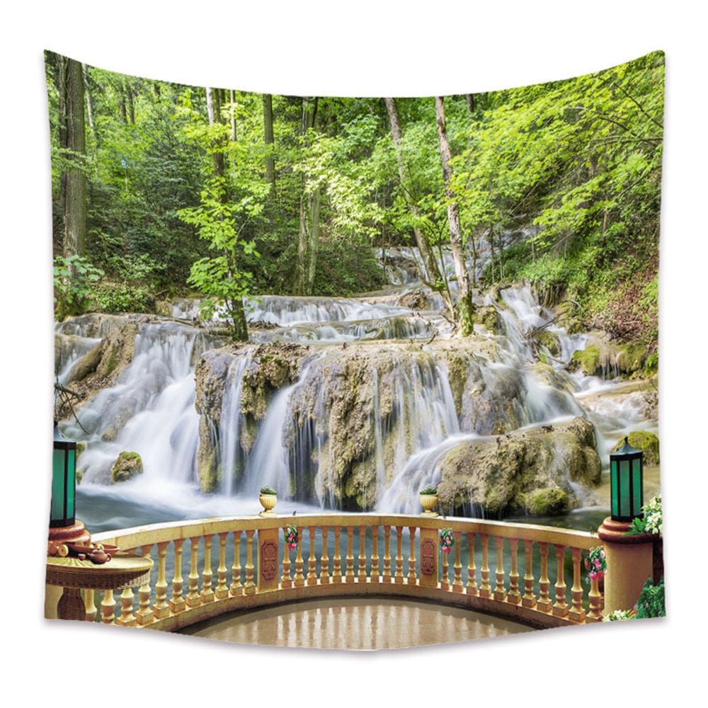 Tapeçaria, paisagem natural à beira do lago, 150x150cm, microtecido