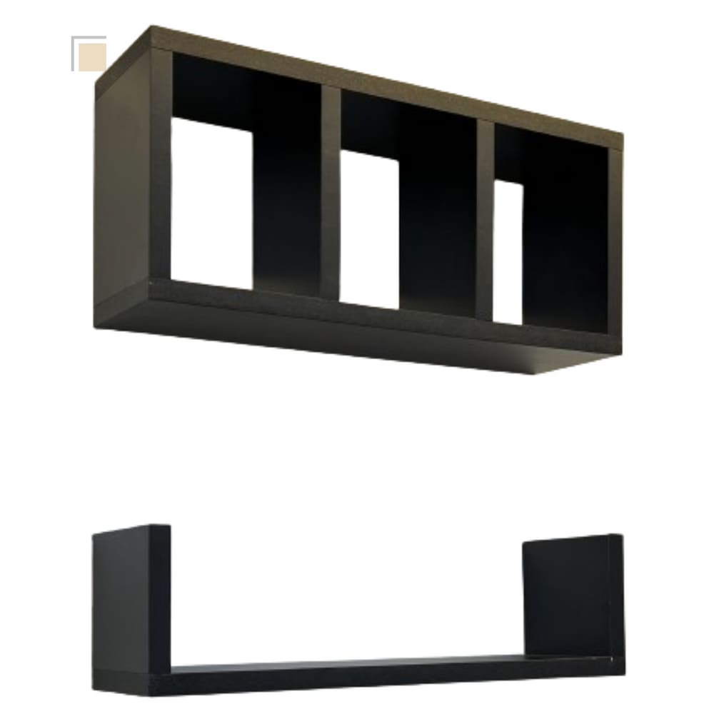 Nicho Prateleira 2 Peças P/ Decoração Banheiro Mdf Preto