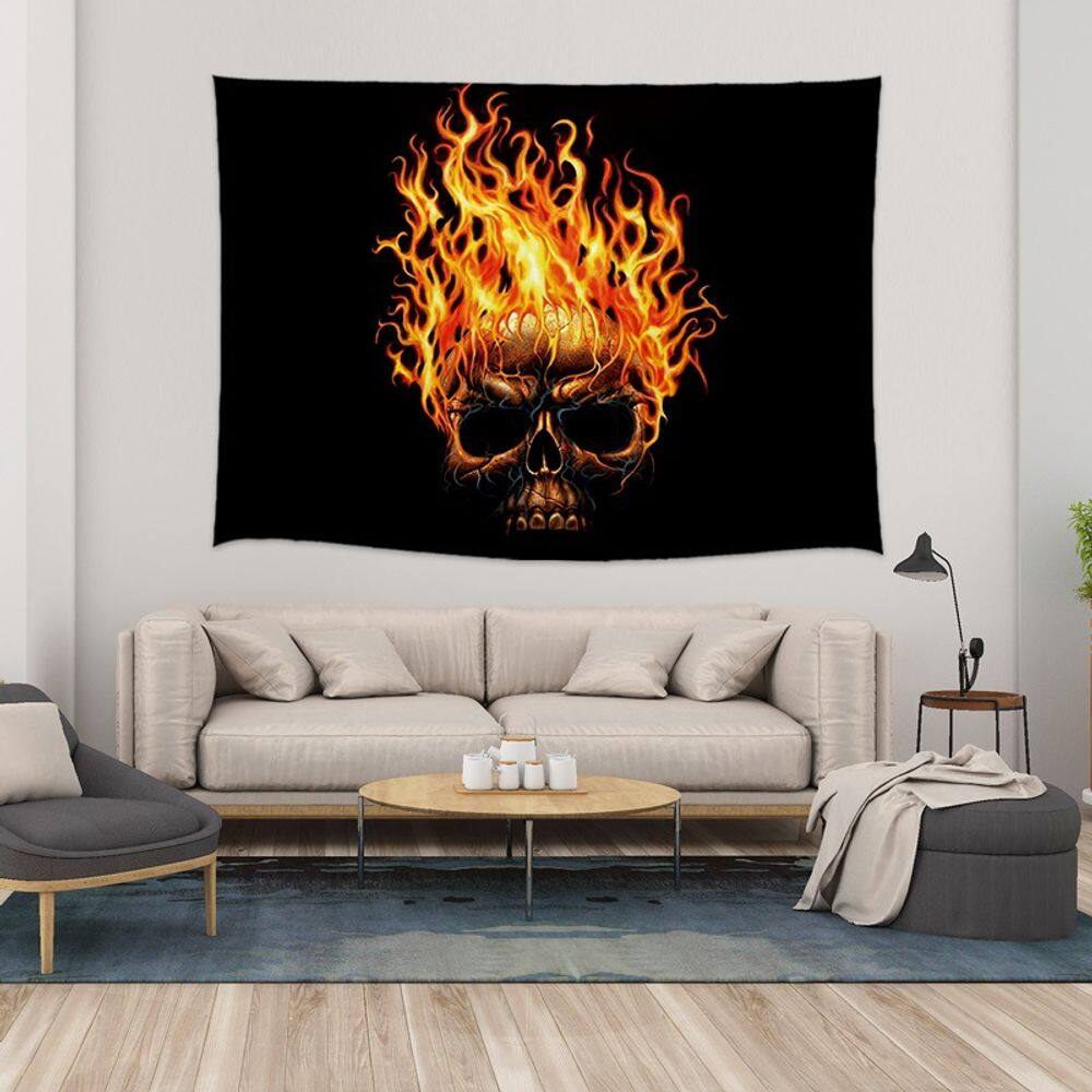 Tapeçaria para decoração de parede Skulls Fire Anime 150x150cm