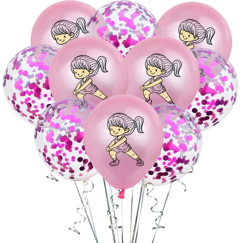 Kit de balões Pink Girl Latex de 12 cm com confete, 10 unidades