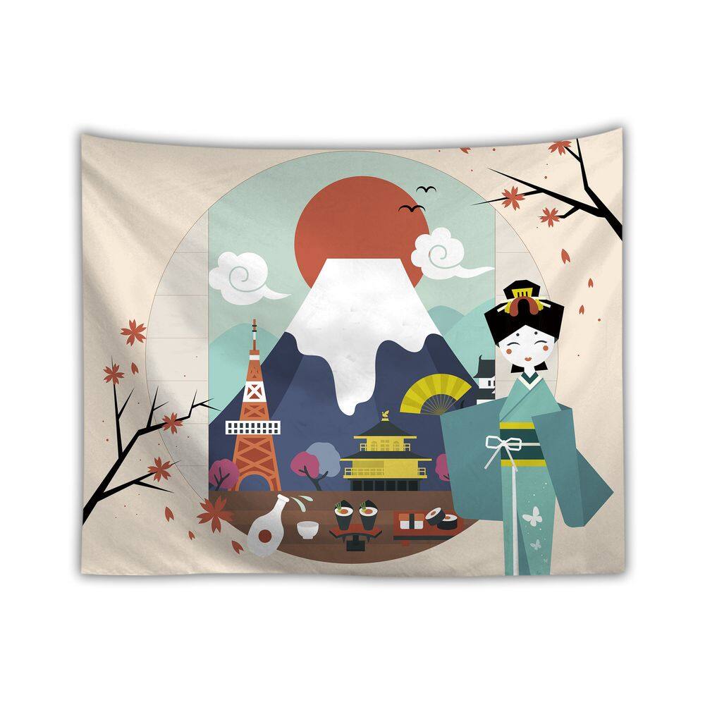 Tapeçaria Arquitetura paisagística em estilo japonês 150x150cm