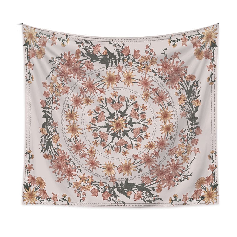 Tapeçaria, flores, parede, 150x100cm, microtecido, fibra