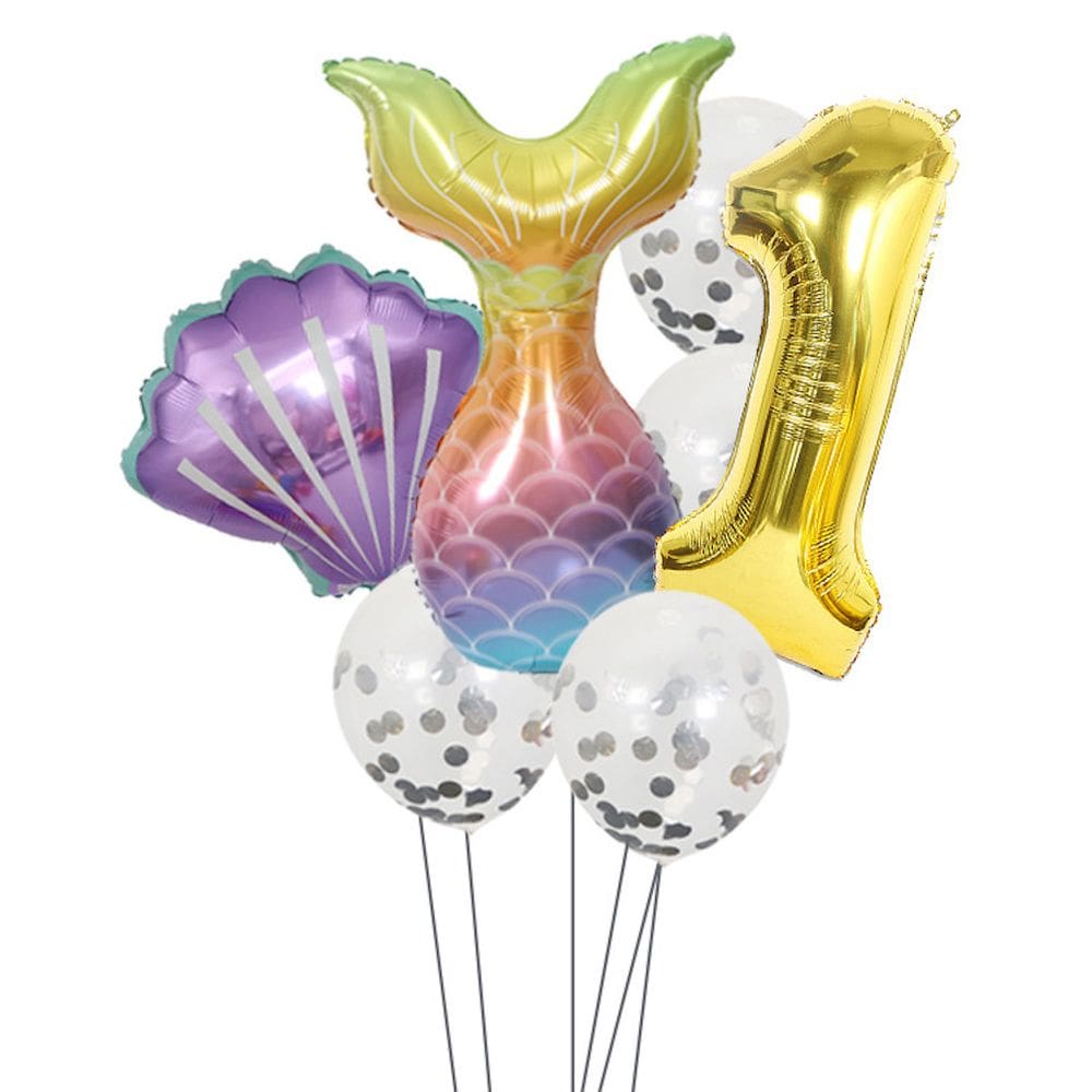 Kit de balões de festa Mermaids 8 peças de balões Mylar de 40 cm com fita