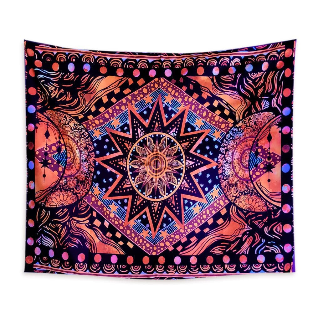 Estética de sala de parede de tarô fluorescente de tapeçaria 150x150cm