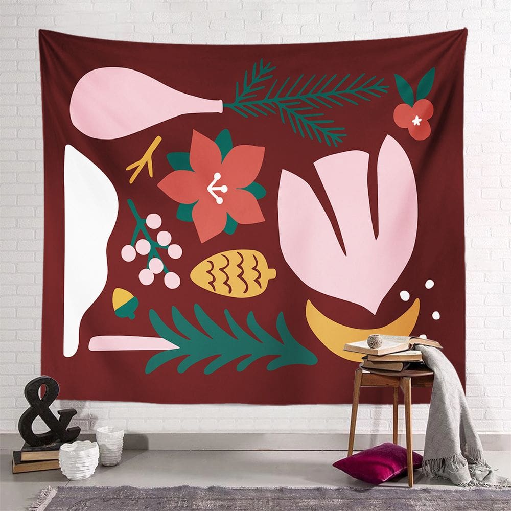 Tapeçaria de parede Pintura abstrata de flores 150x130cm