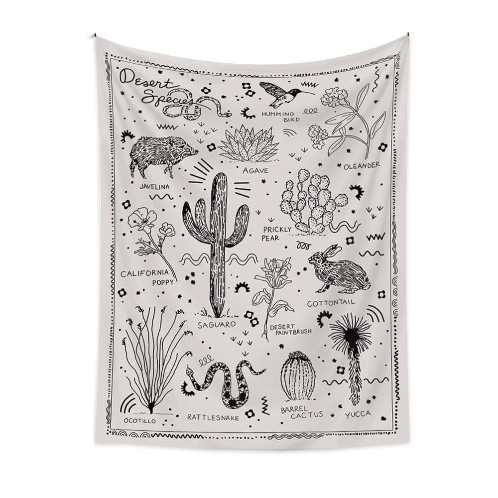 Tapeçaria Desert Plants Saguaro Wall 150x130cm Microtecido