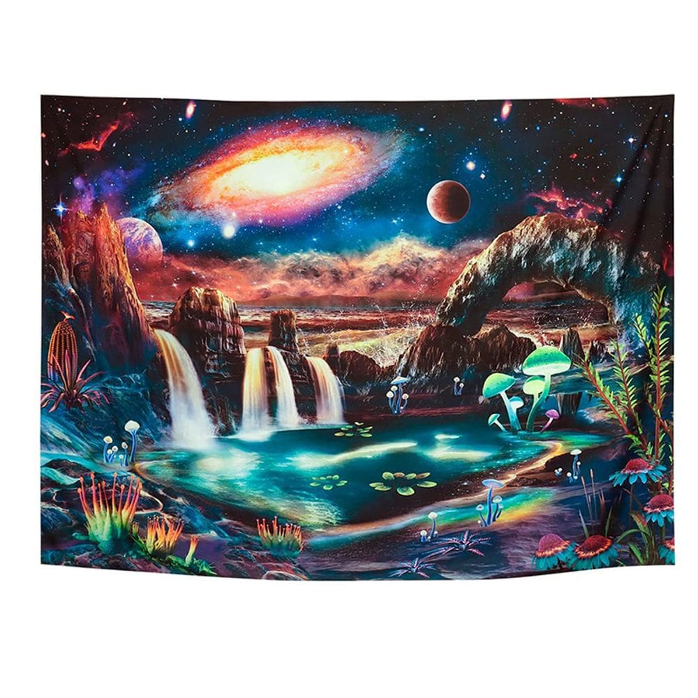 Tapeçaria Fluorescente Uv Purple Starry Sky Waterfall 150x150cm