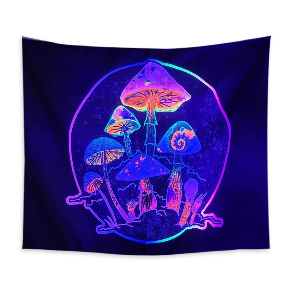 Tapeçaria Fluorescente Azul Claro Cogumelo Colorido 150x150cm