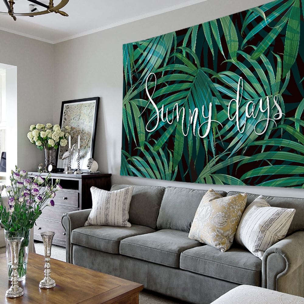 Tapeçaria de parede em microtecido de folha de bananeira 148x130cm