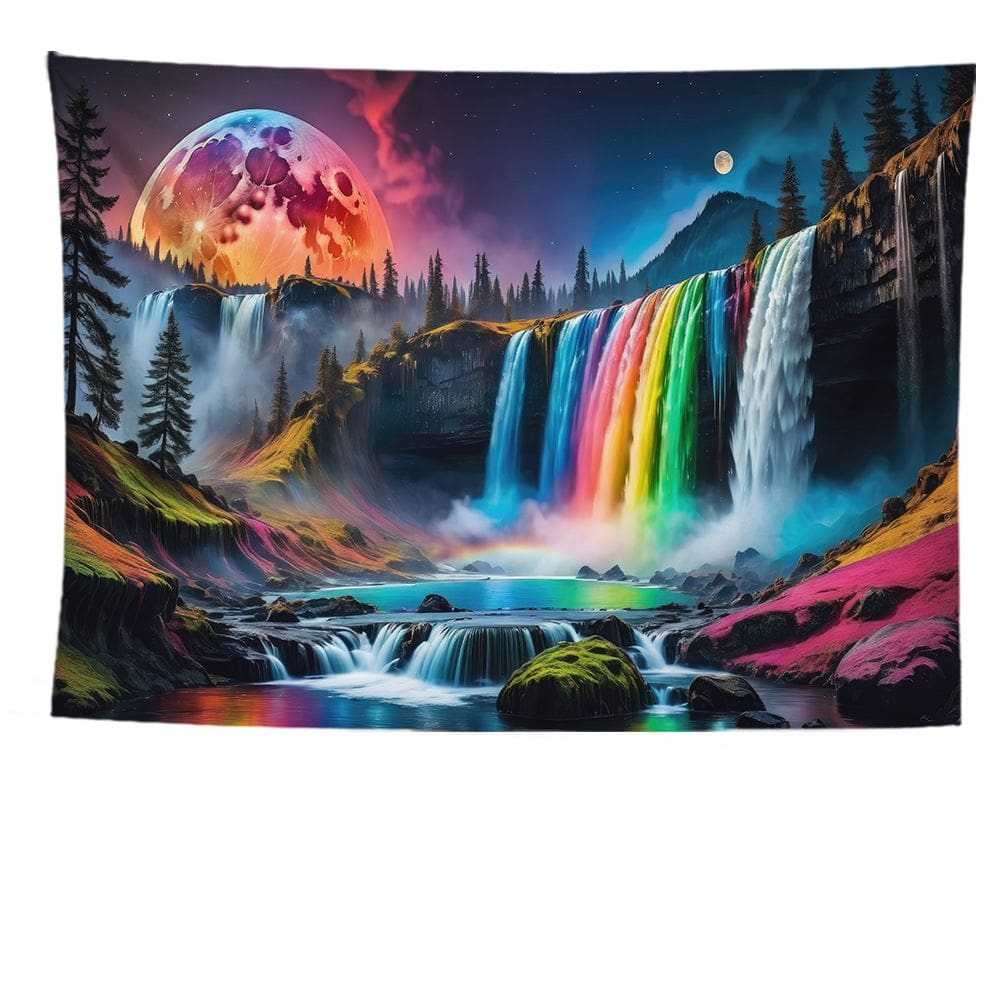 Tapeçaria fluorescente de parede de cachoeira arco-íris 150x150cm