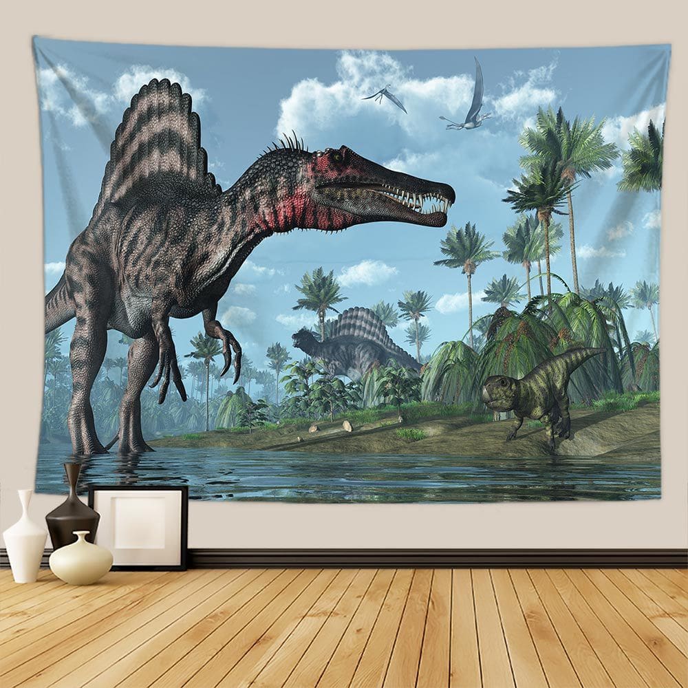 Tapeçaria, dinossauro, estética de sala de parede, 150x130cm, microtecido