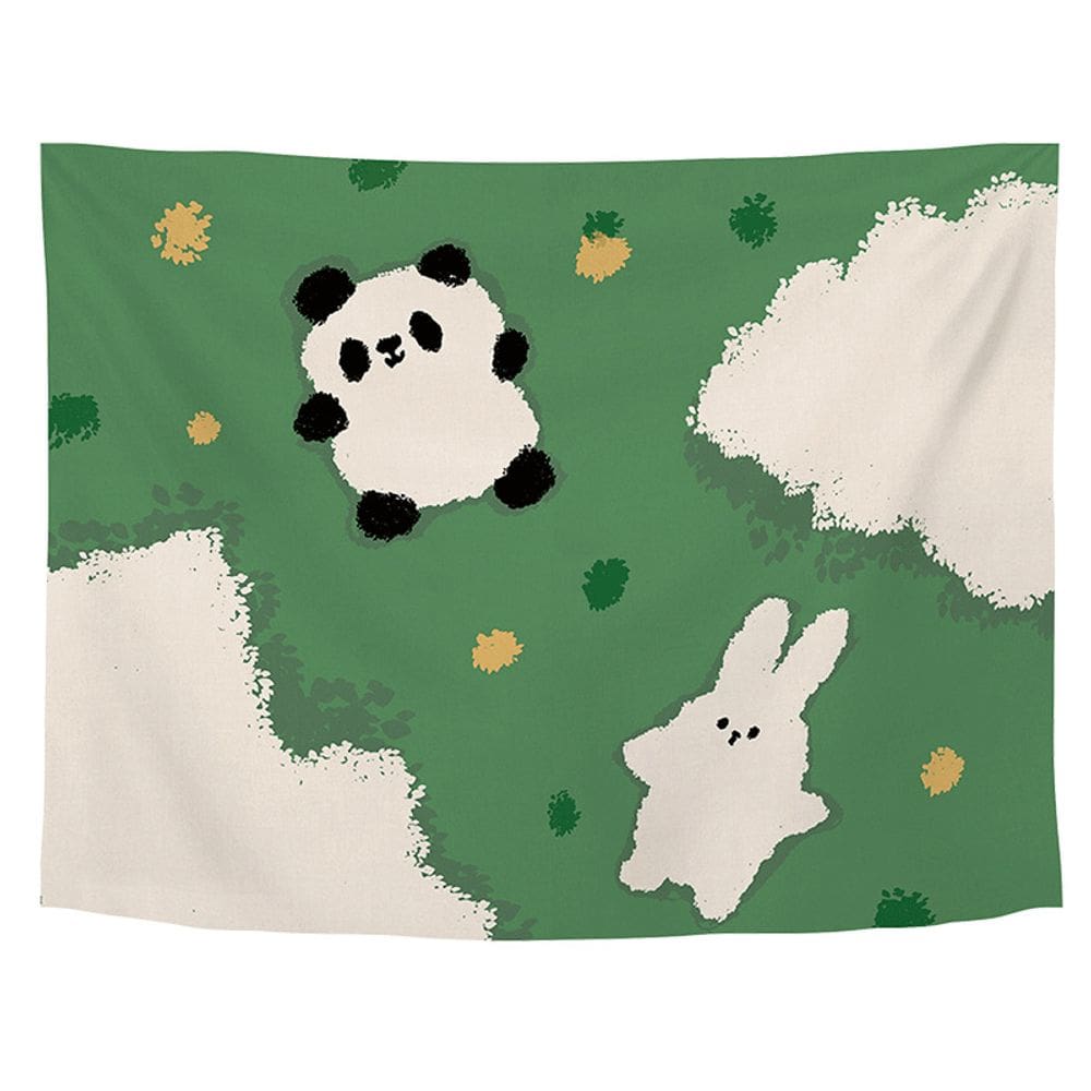 Tapeçaria Panda Rabbit Wall Microfabric 150x130cm, decoração de quarto