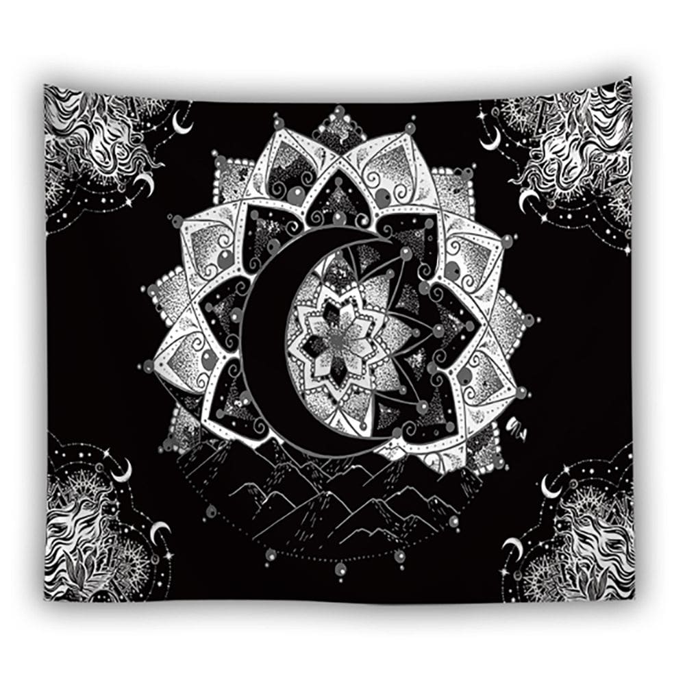 Tapeçaria Moon Mandala Flower Wall 150x150cm em microtecido