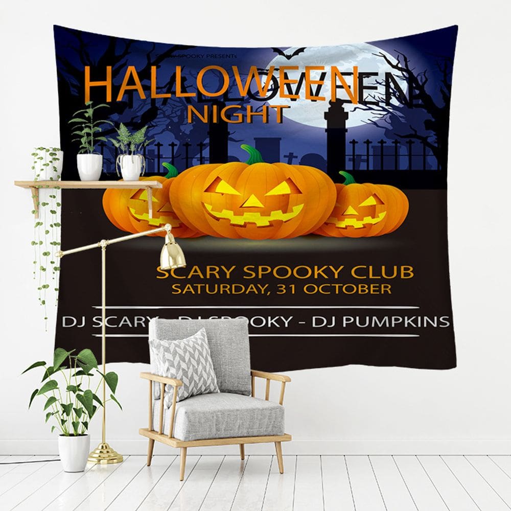 Microtecido de parede de noite de Halloween para tapeçaria 150x130cm