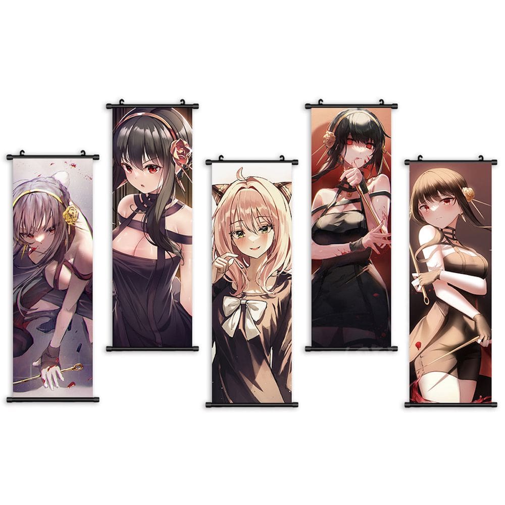 Arte de parede em tela 5 painéis Anime Spys Familys Yors Forgers Yuris
