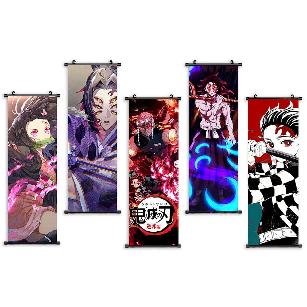Pôster de decoração de parede de 5 painéis Demons Slayers Kamados