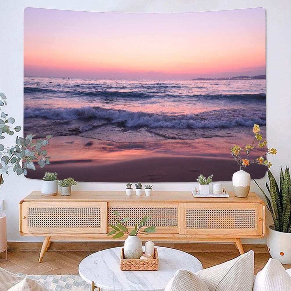 Tapeçaria Sea Waves, microtecido de parede, 150x130cm, decoração de quarto