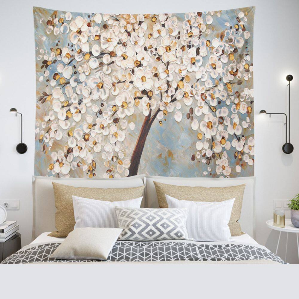 Tapeçaria, flores, parede, 150x130cm, microtecido, fibra