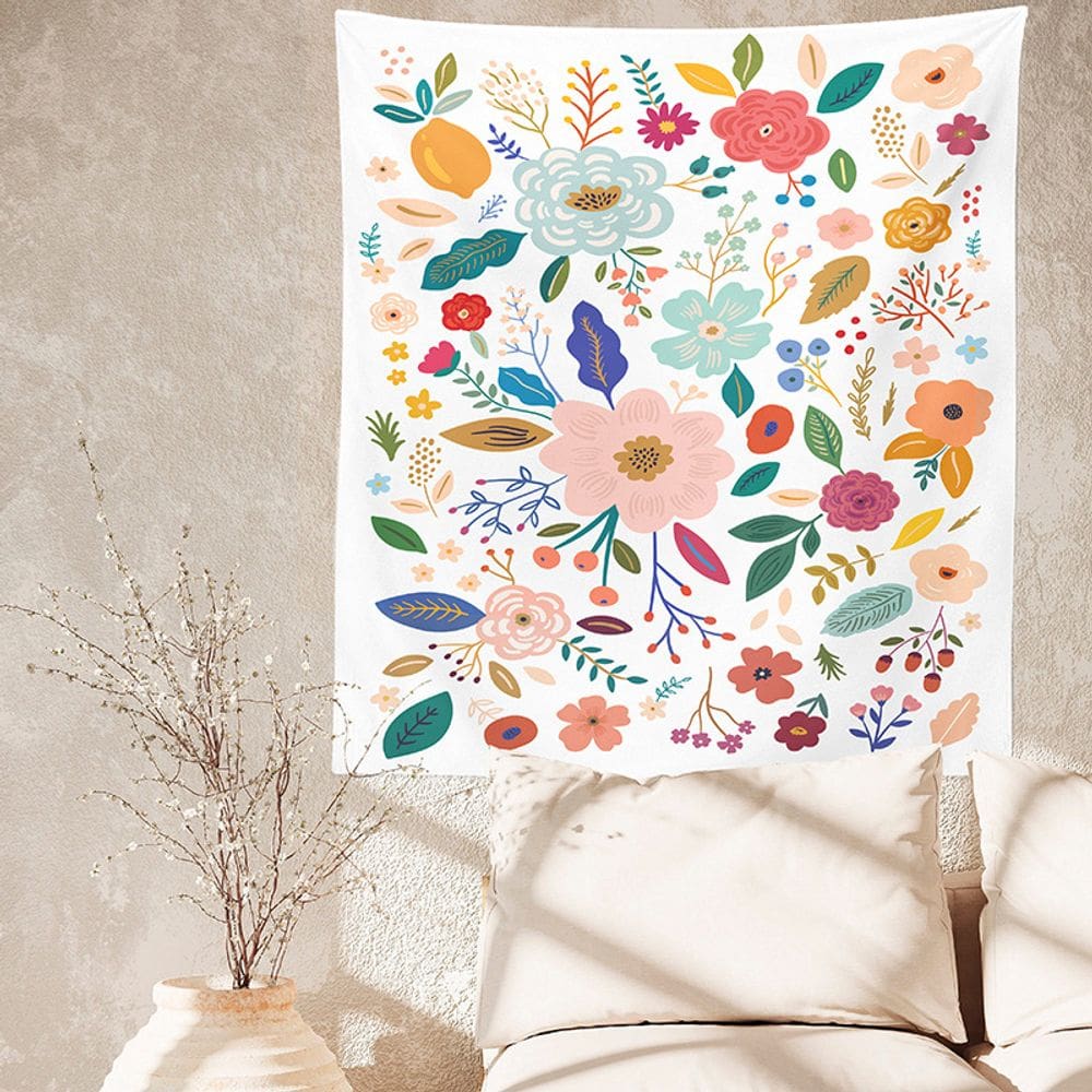 Tapeçaria para pendurar na parede Lindas plantas e flores 150x100cm