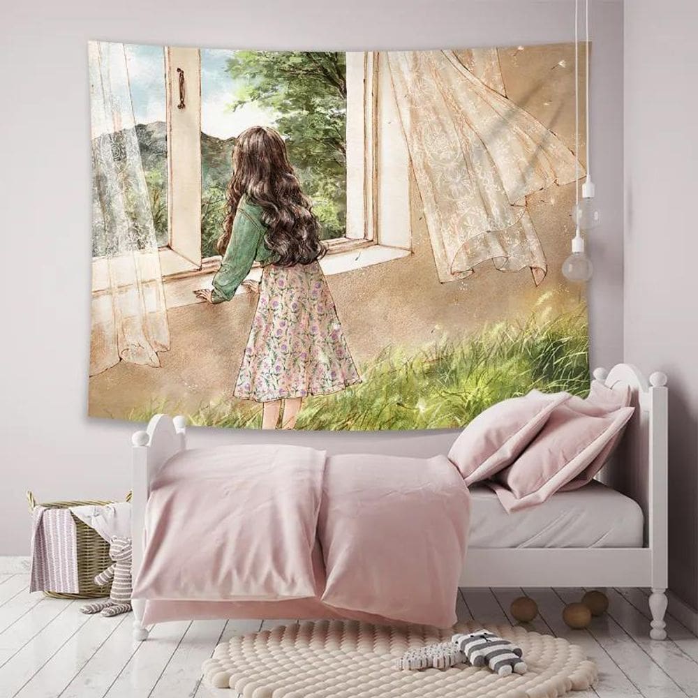 Tapeçaria de parede Forest Diary Girl Microfabric 150x130cm