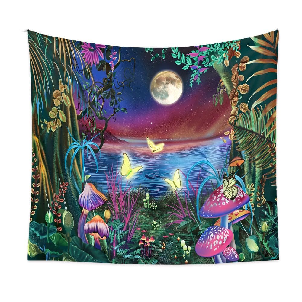 Tapeçaria Mushroom Butterfly Wall 150x130cm Microfabric