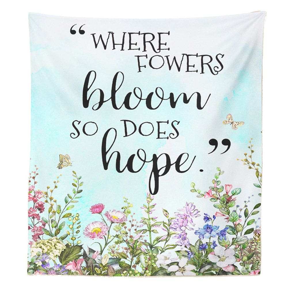 Tapeçaria de parede onde as flores florescem, assim como a esperança 150x100cm