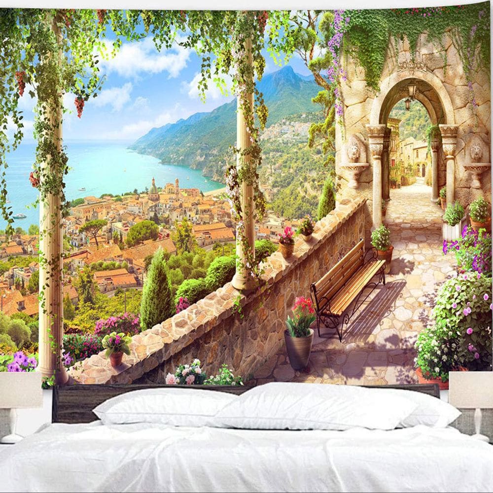 Tapeçaria, paisagem florestal, microtecido 150x150cm para quarto