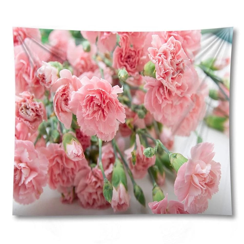 Tapeçaria de parede de plantas de flores rosa 280x150cm de fibra de poliéster