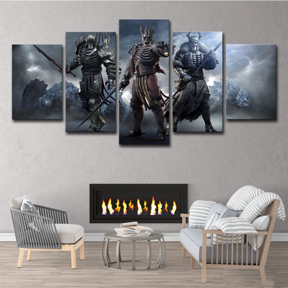 Pôsteres de pintura de parede em tela Witchers Anime 5 Panels