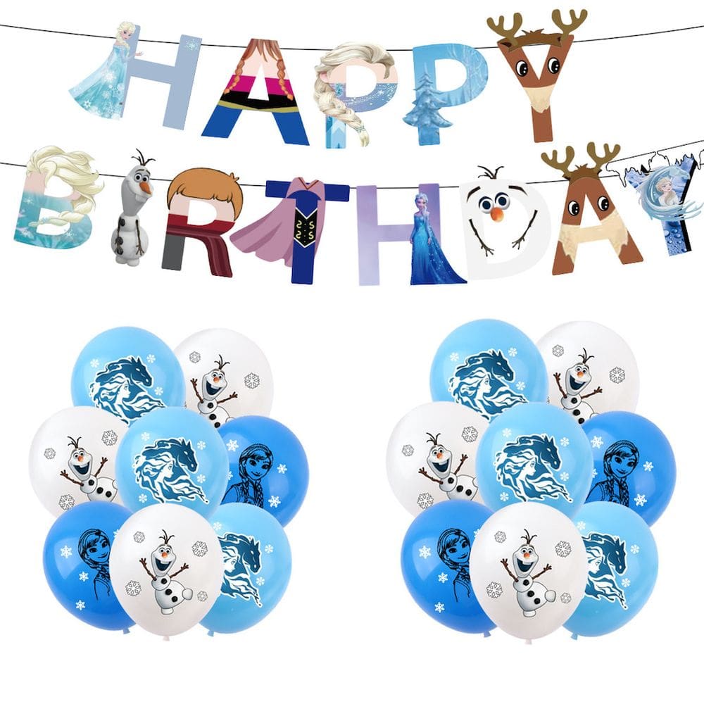 Kit de balões de aniversário Feliz Aniversário Azul Branco x25