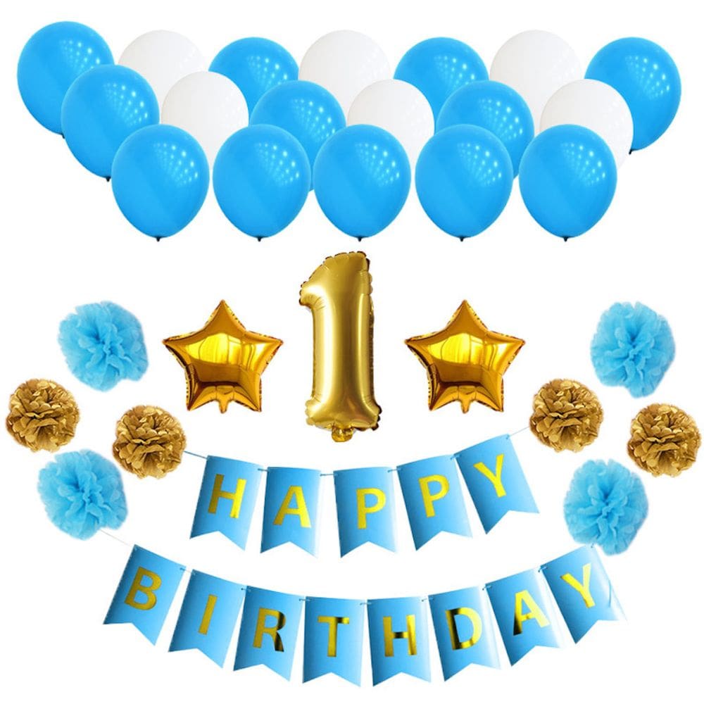 Kit de balões de aniversário, 30 peças de feliz aniversário, 1 boneco de Mylar